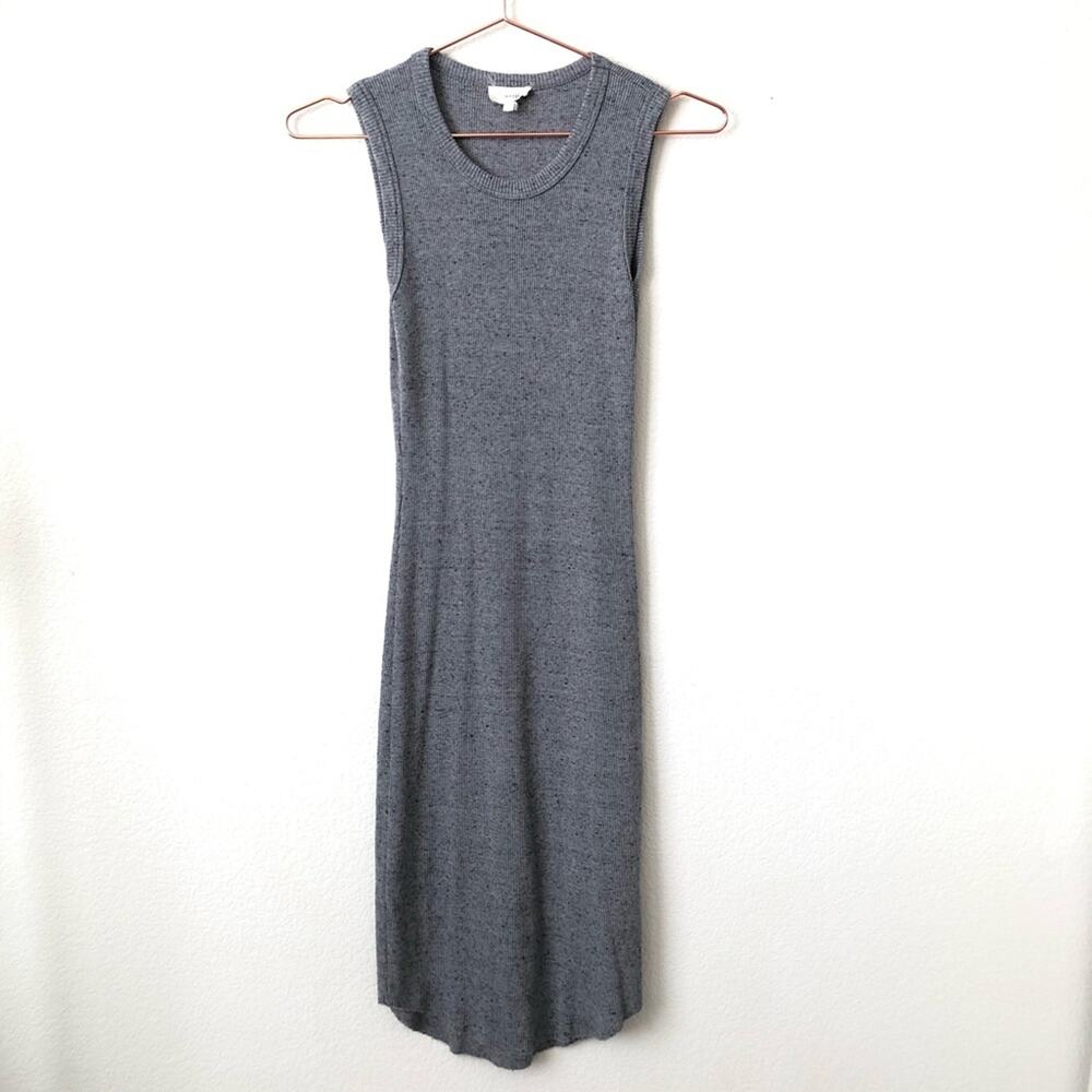 Wilfred Free Lillian Tank Midi Dress bodycon gray ribbed knit
